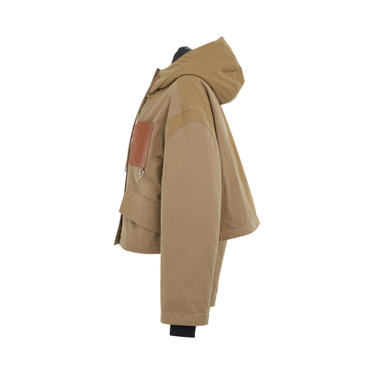 Short Hooded Parka in Beige