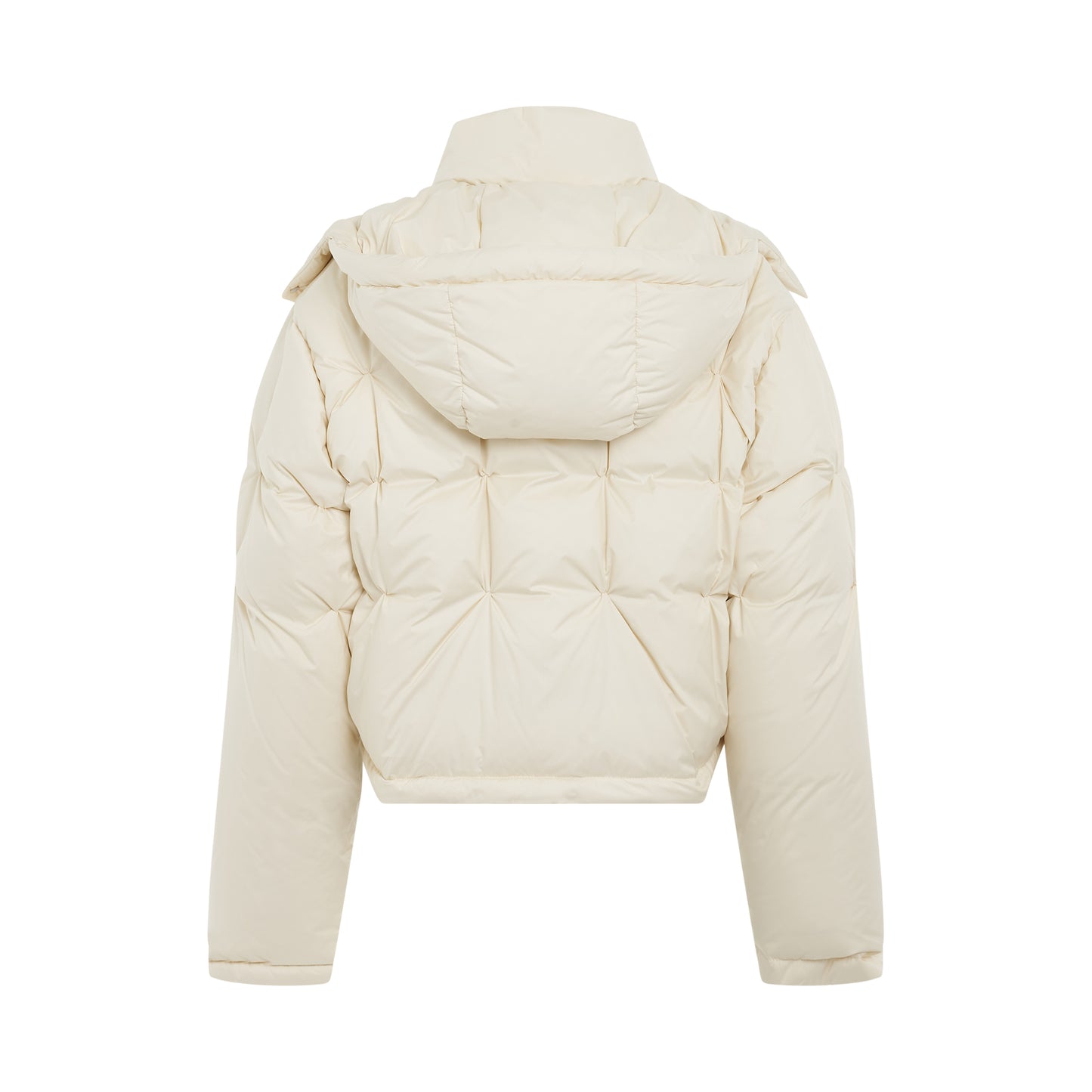 Short Puffer in Parachute Nylon in Ivory