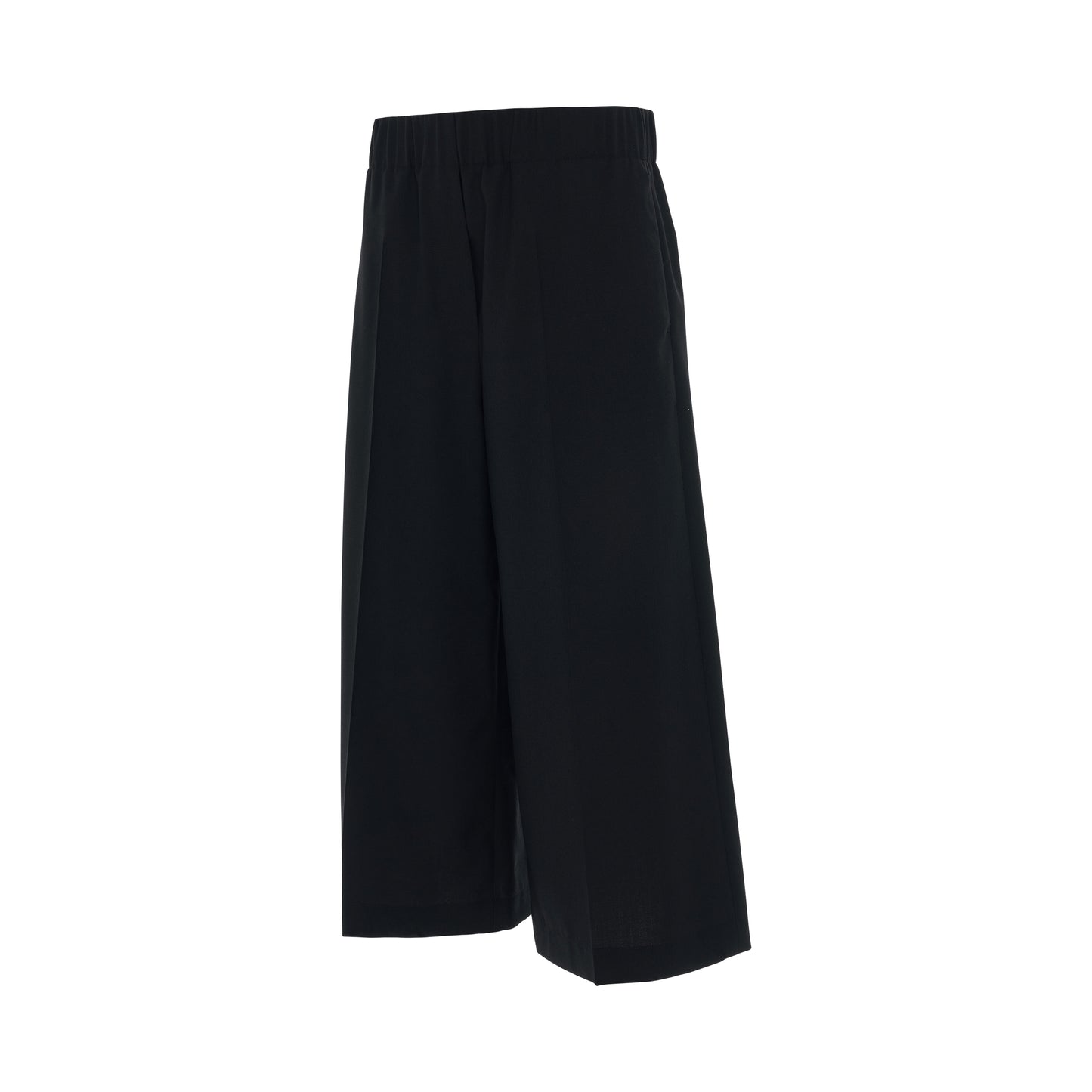 Elasticated Cropped Trousers in Black