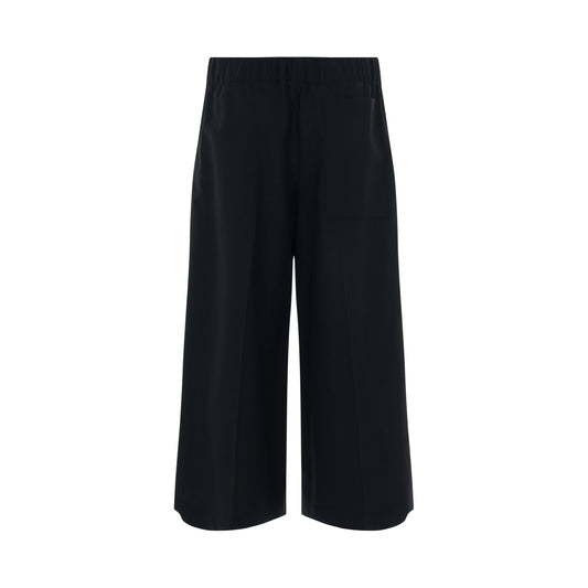 Elasticated Cropped Trousers in Black