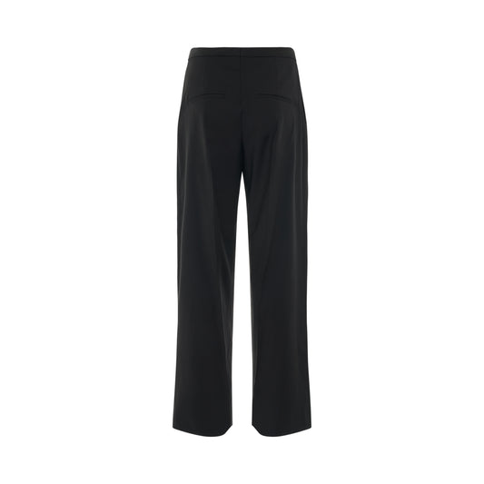 Pleated Wool Trousers in Black