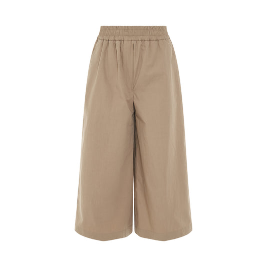 Cropped Cotton Trousers in Sandstone