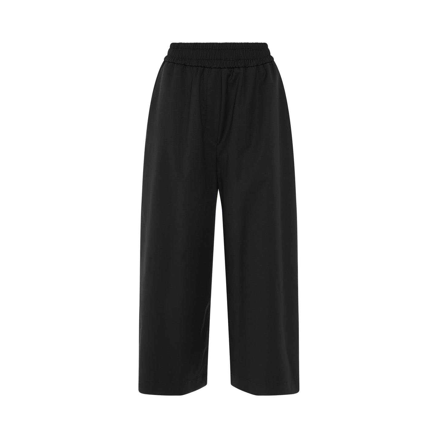 Cropped Trousers in Wool in Black