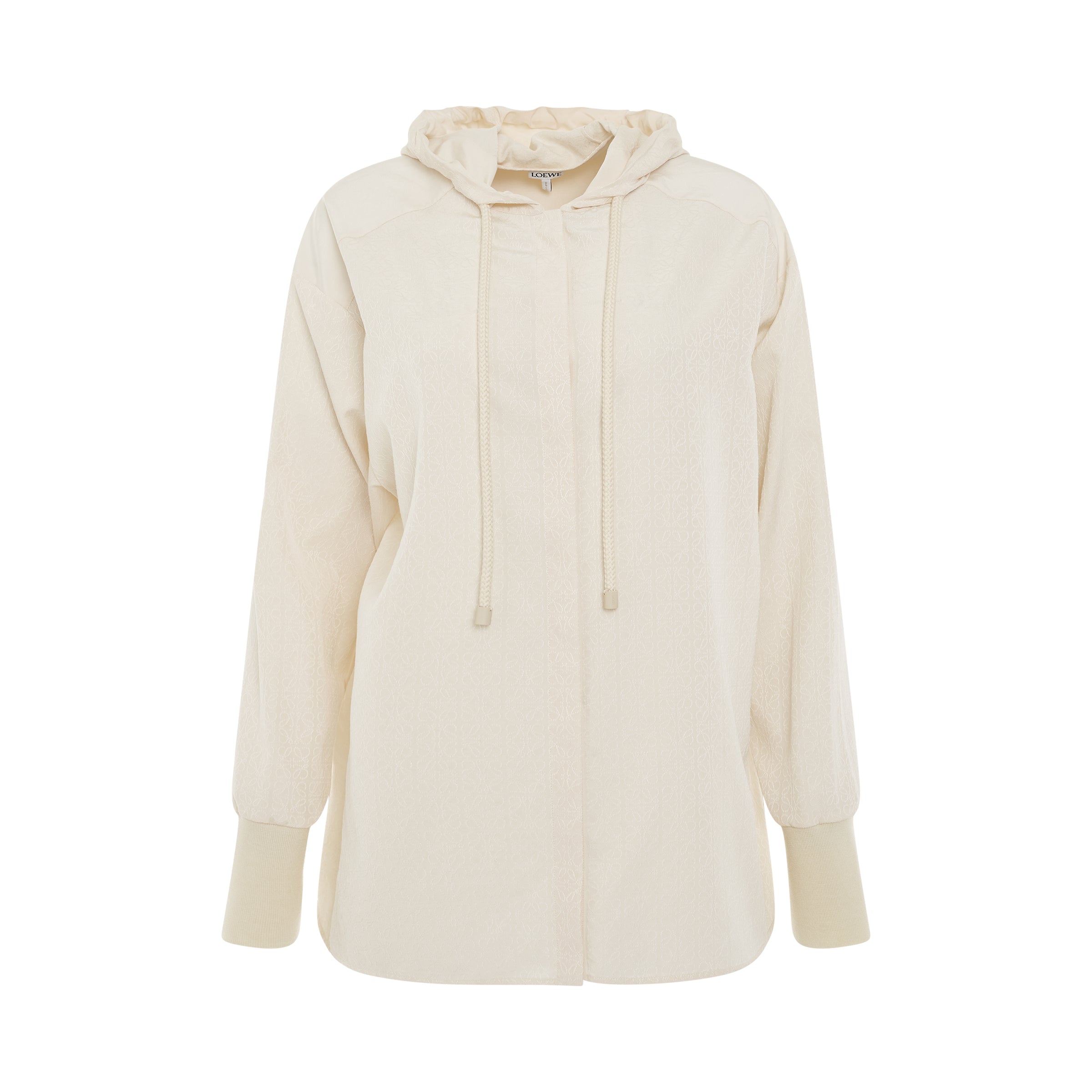 Anagram Jacquard Hooded Shirt in Ivory