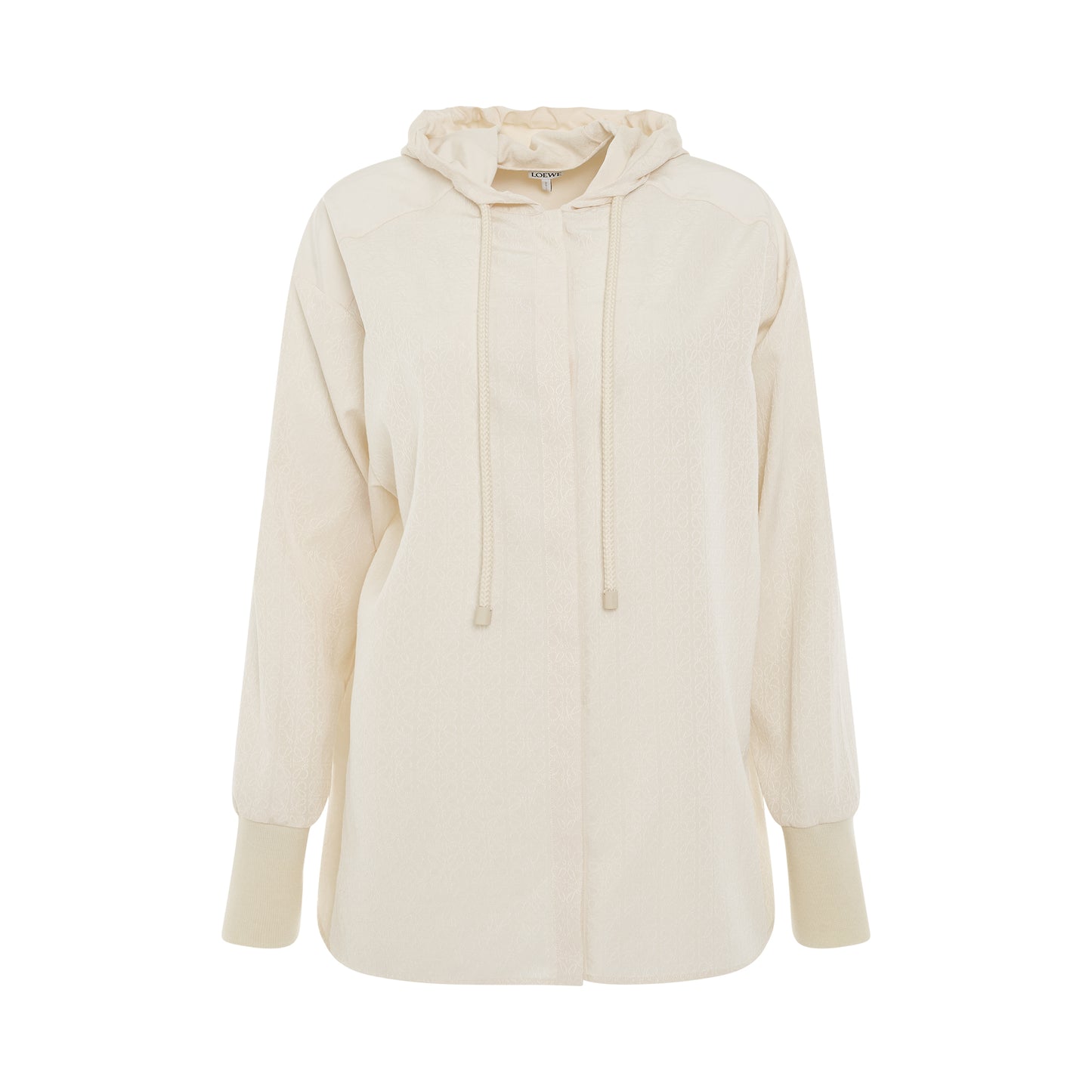 Anagram Jacquard Hooded Shirt in Ivory