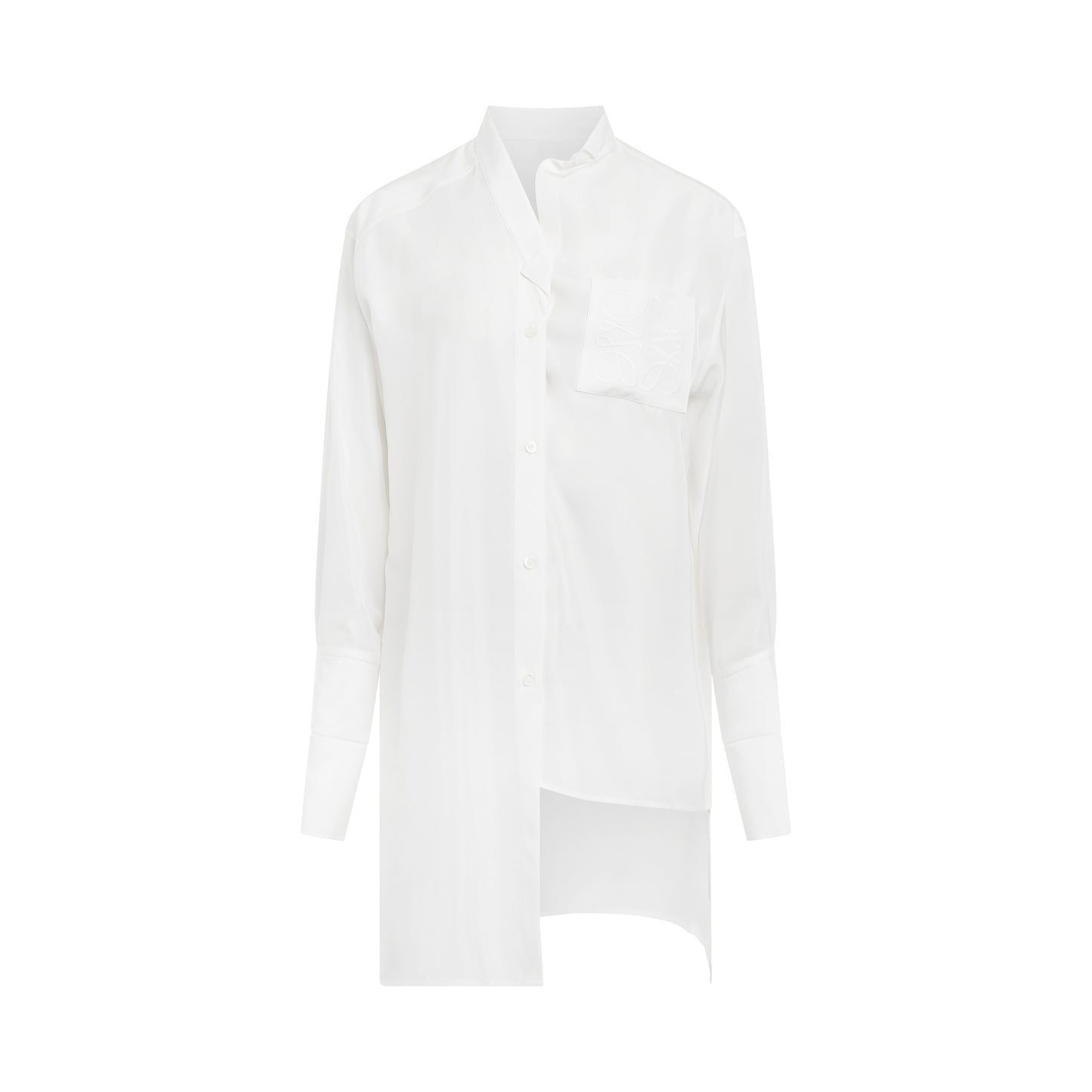 Asymmetric Silk Shirt in Ivory