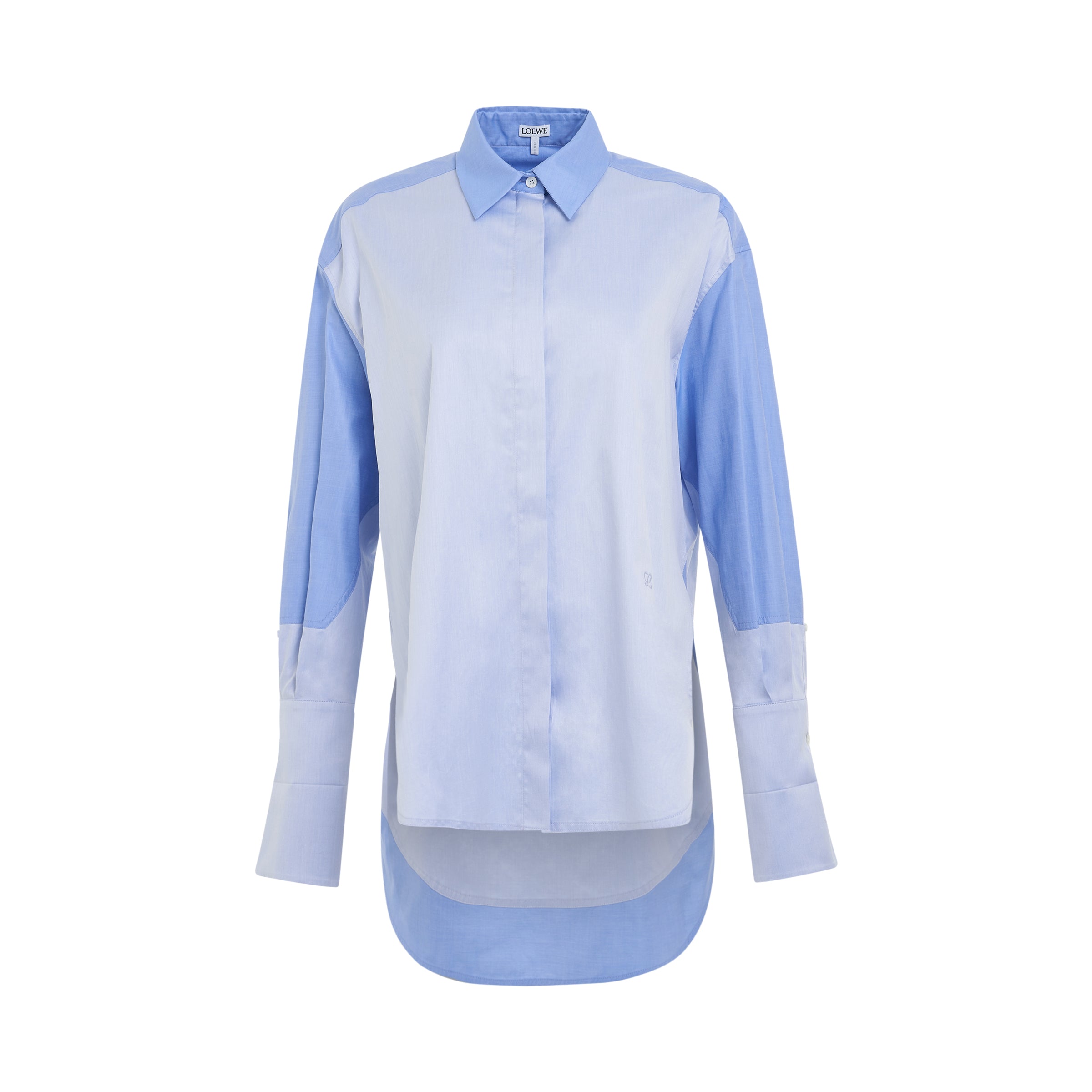 Trompe L'oeil Cotton Shirt in Light Blue