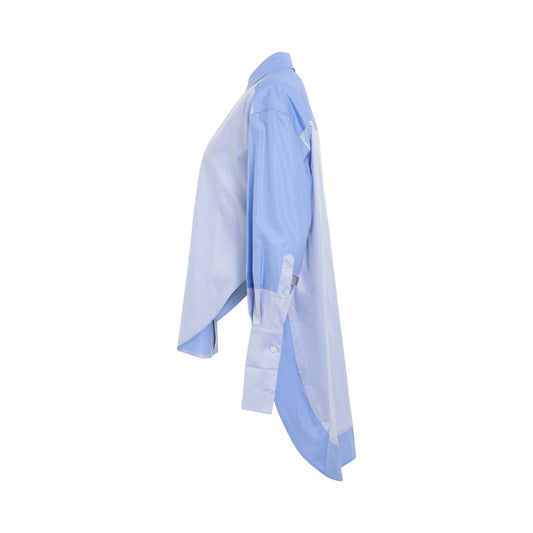 Trompe L'oeil Cotton Shirt in Light Blue