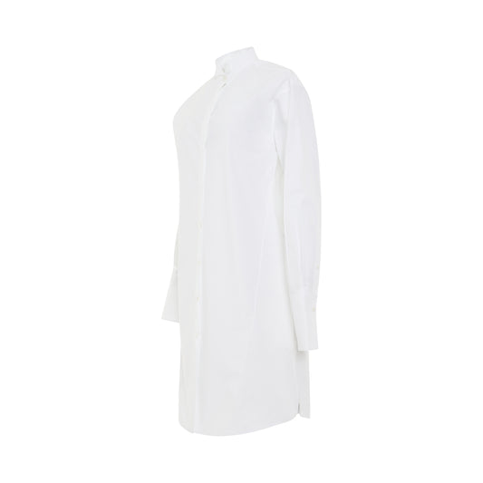 Pleated Shirt Dress in Optic White