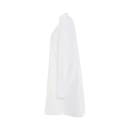 Pleated Shirt Dress in Optic White