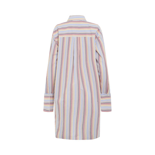 Stripe Deconstructed Silk Shirt Dress in Yellow/Blue/Orange