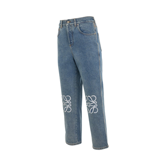 Anagram Cropped Jeans in Mid Blue Denim