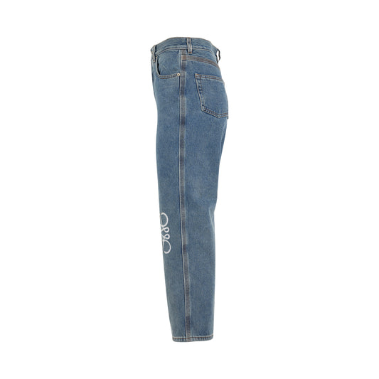 Anagram Cropped Jeans in Mid Blue Denim