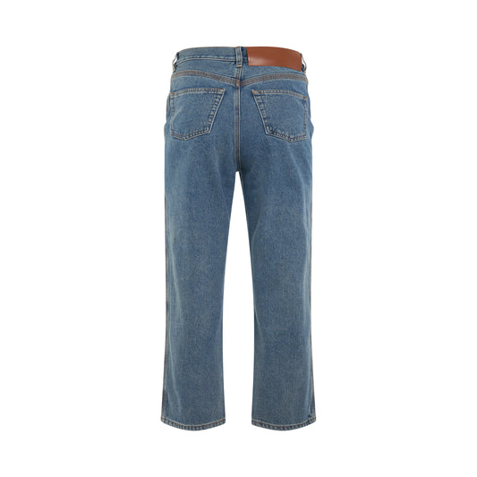 Anagram Cropped Jeans in Mid Blue Denim