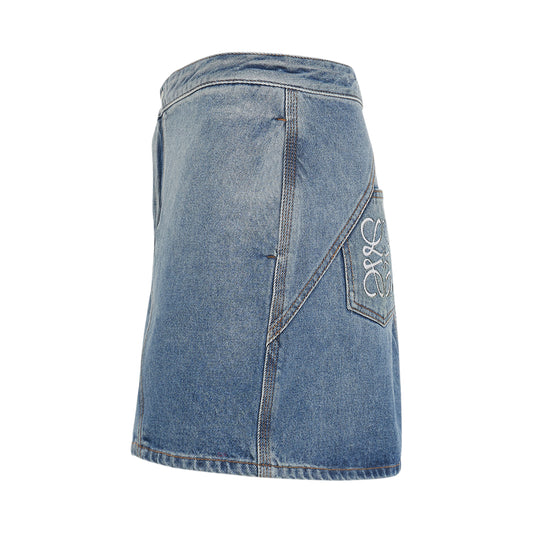 Anagram Mini Skirt in Mid Blue Denim