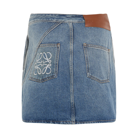 Anagram Mini Skirt in Mid Blue Denim