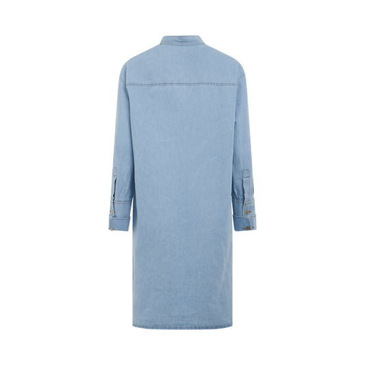 Asymmetric Shirt Dress in Light Denim