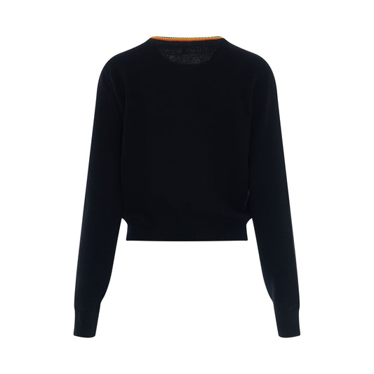 Logo Anagram Cropped Sweater in Black