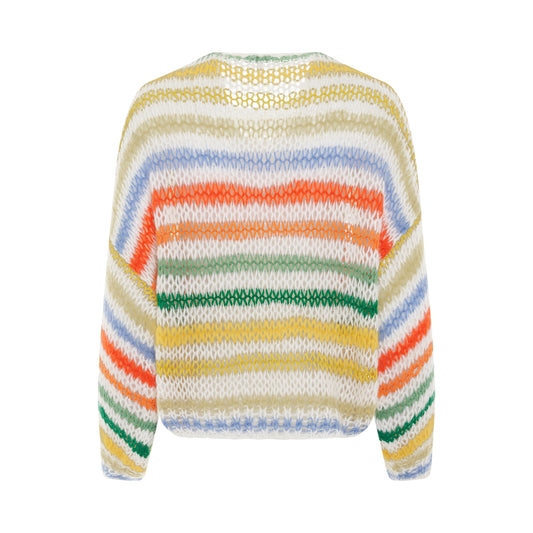 Stripe Mohair Sweater in White