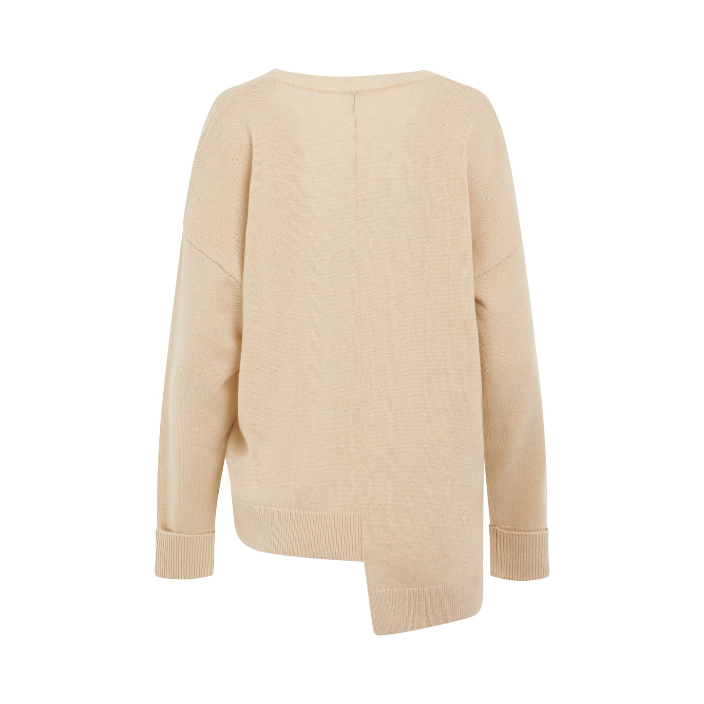 Asymmetric V Neck Sweater in Champagne