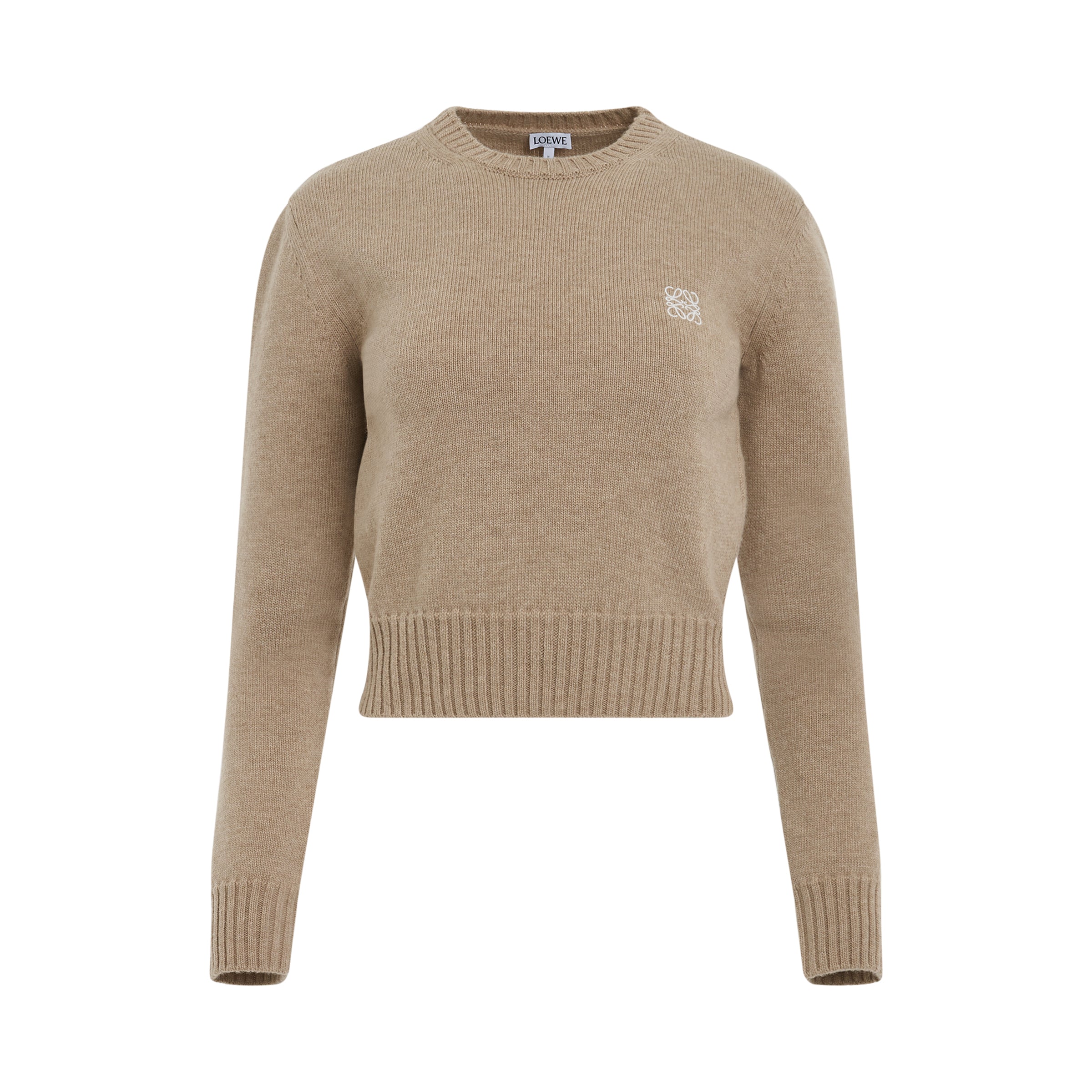 Anagram Cropped Wool Sweater in Camel