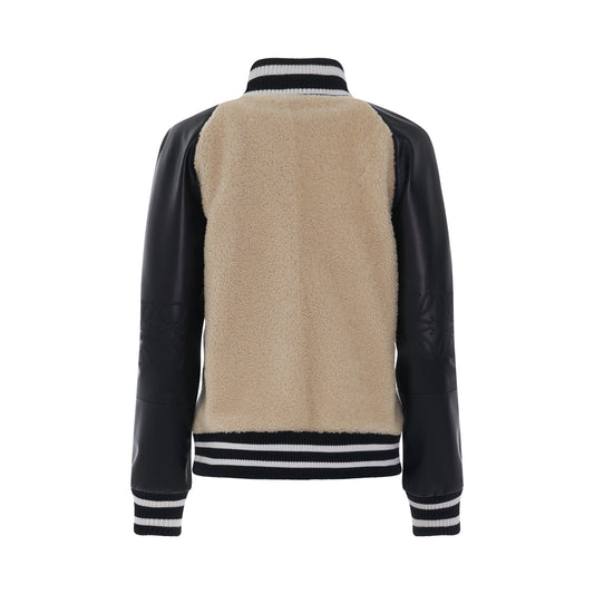 Shearling Bomber Jacket in Ecru