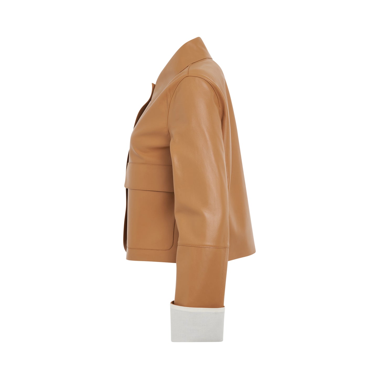 Button Jacket in Nappa Lambskin in Warm Desert