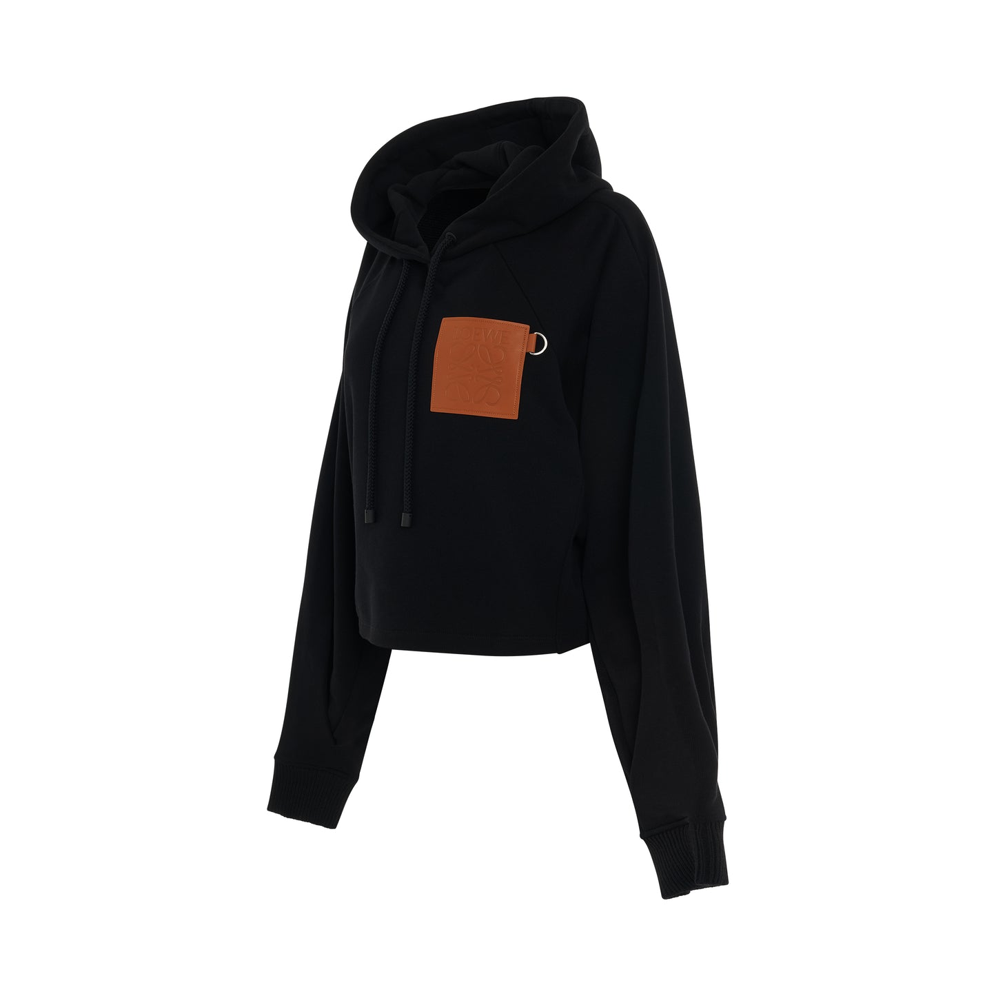 Anagram Cropped Hoodie in Black