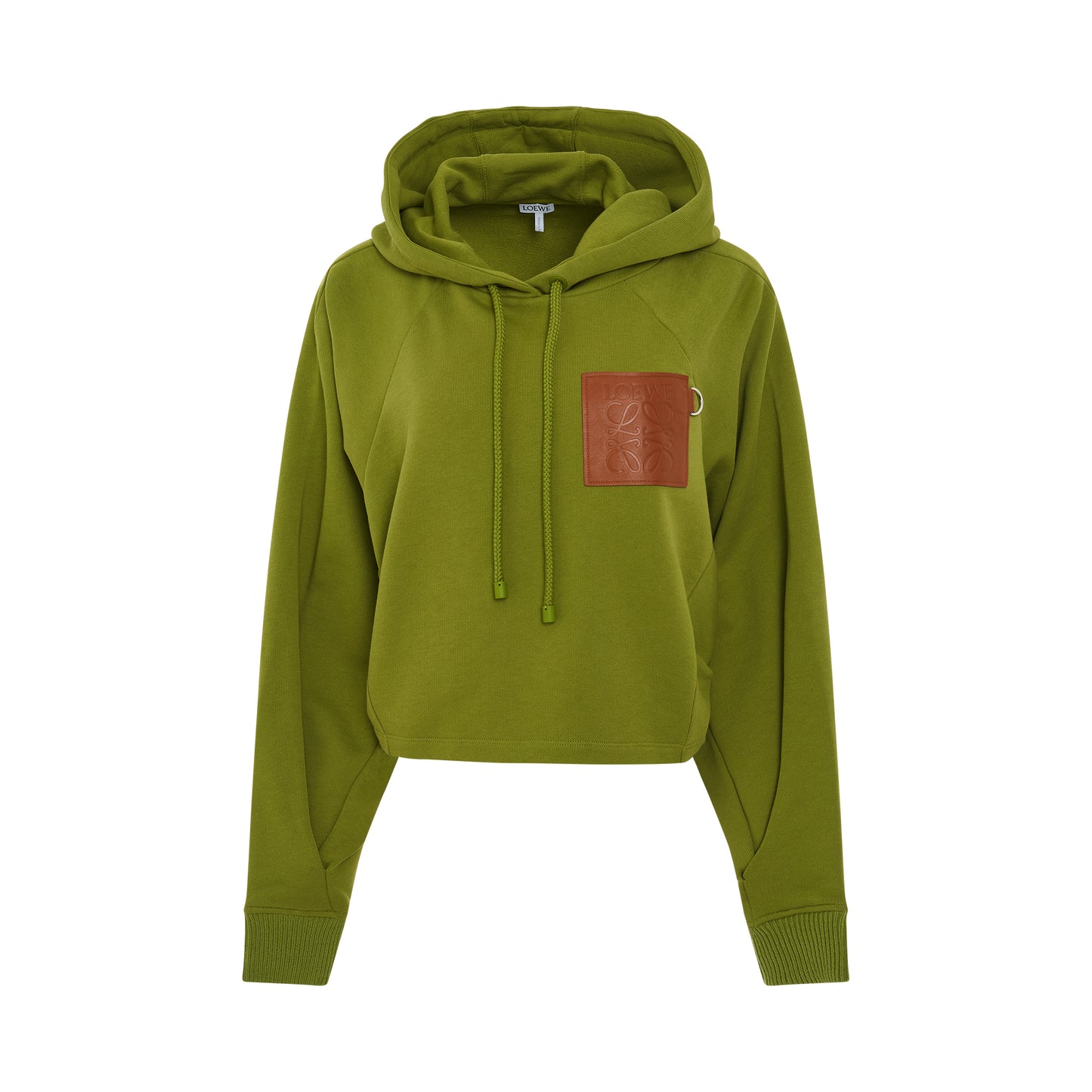 Anagram Cropped Hoodie in Green Bean