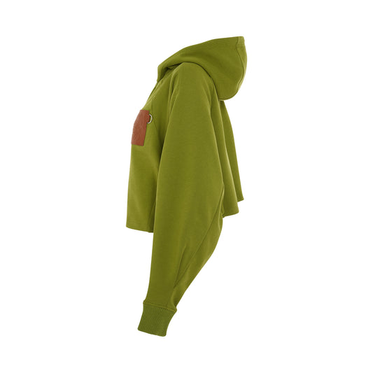 Anagram Cropped Hoodie in Green Bean