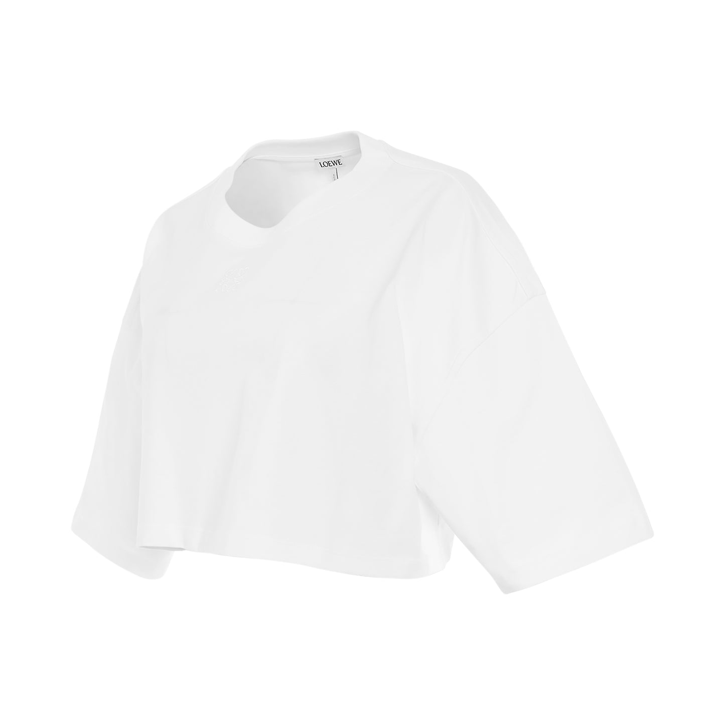 Anagram Cropped Cotton T-Shirt in White