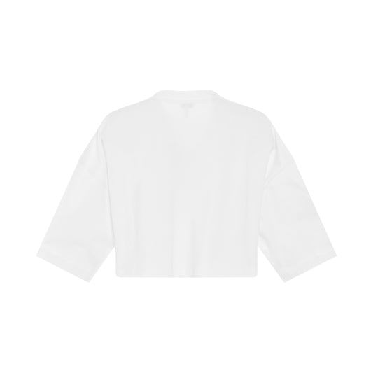 Anagram Cropped Cotton T-Shirt in White