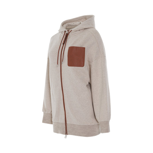 Long Oversize Zip Hoodie in Ivory