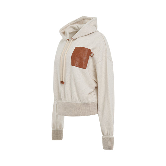 Anagram Leather Patch Hoodie in Oat