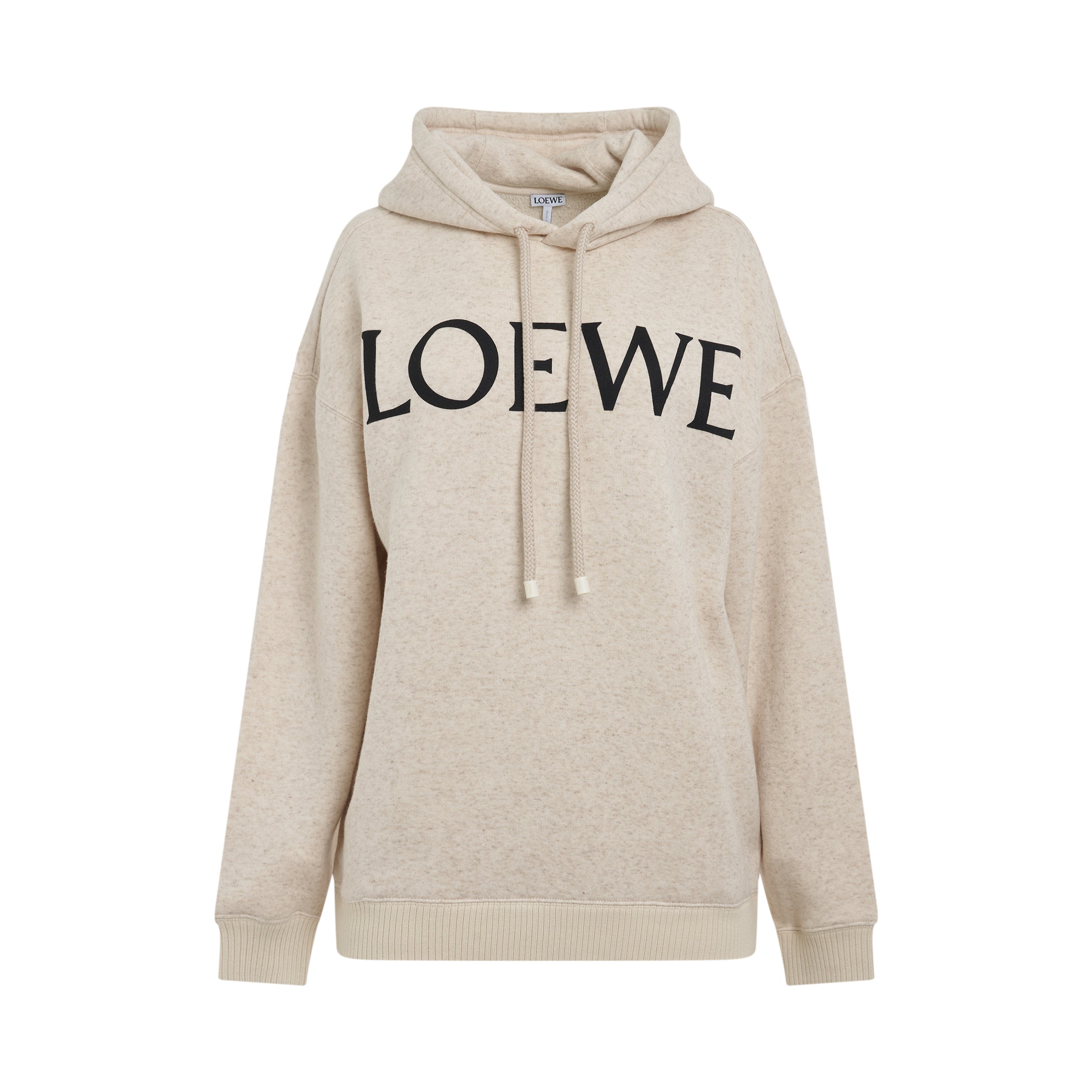 Logo Oversize Cotton Hoodie in Ivory