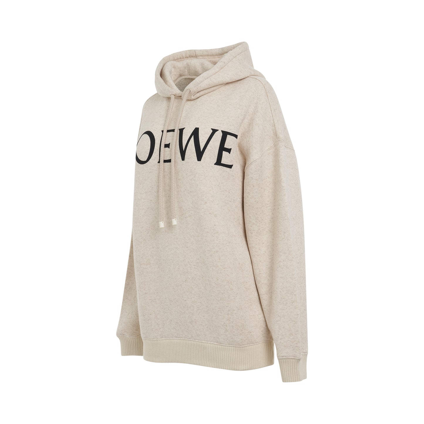 Logo Oversize Cotton Hoodie in Ivory