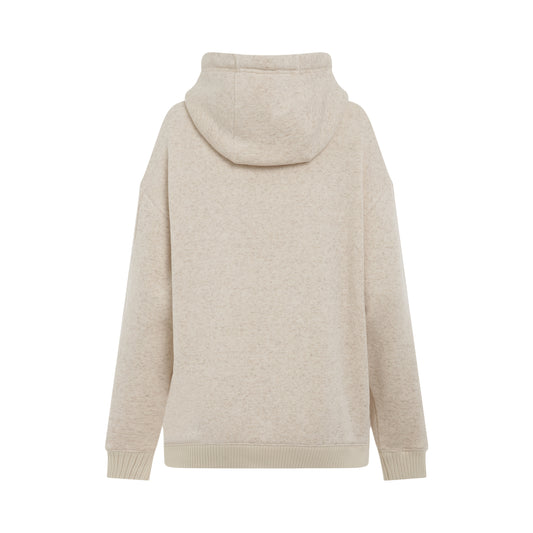 Logo Oversize Cotton Hoodie in Ivory