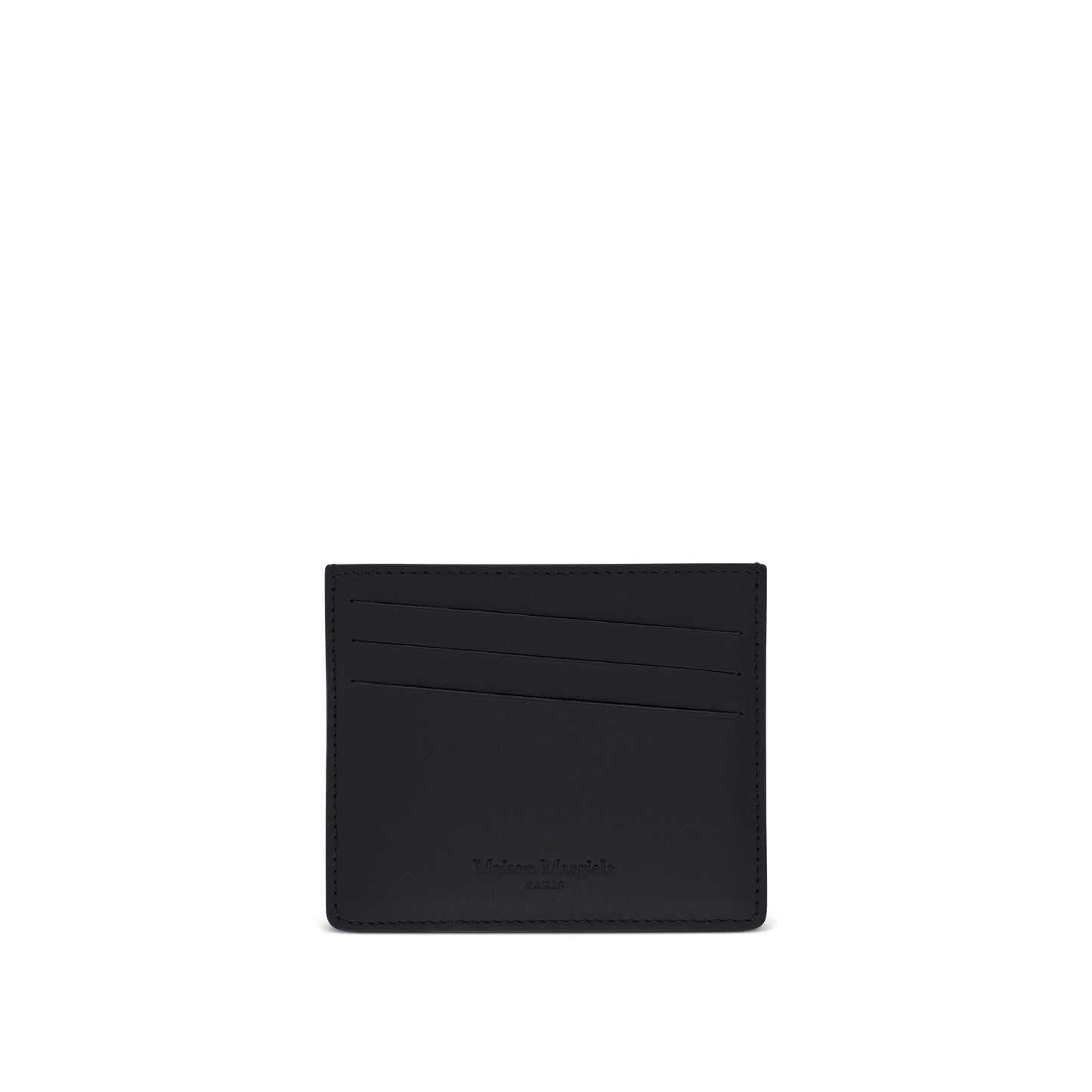 Four Stitch Leather Card Holder in Black