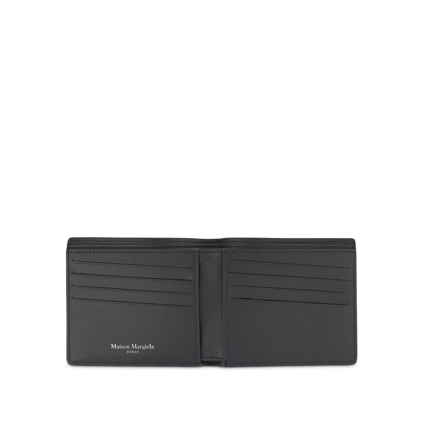 Grained Slim Bi-Fold Wallet in Black