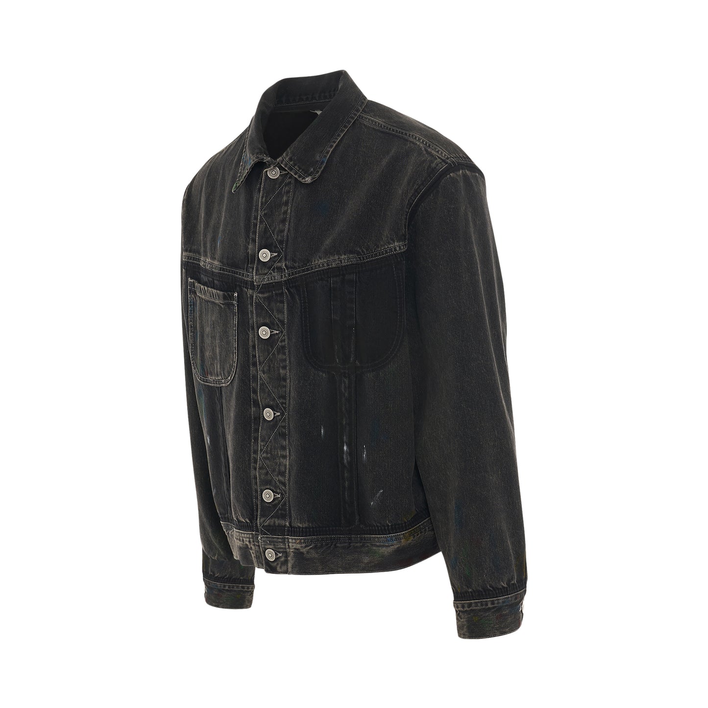 1 Pocket Denim Jacket in Washed Black