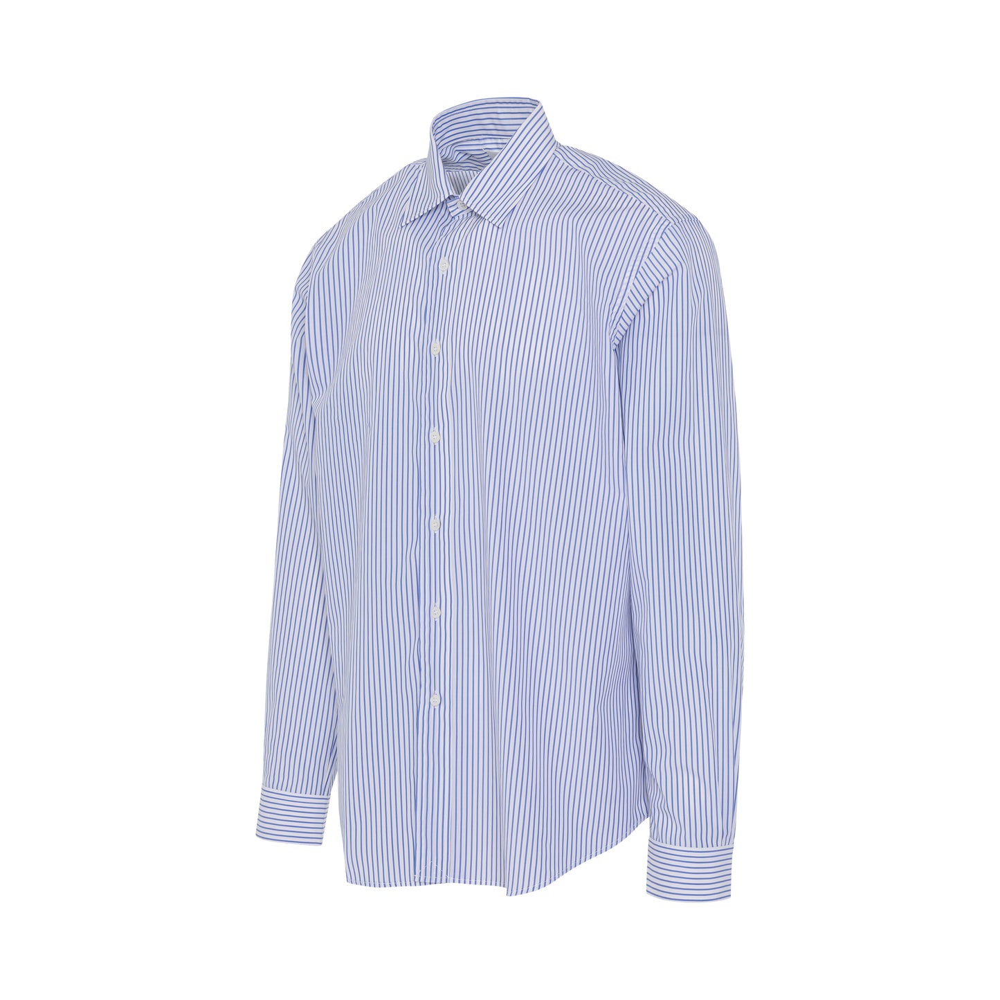 Cotton Striped Long Sleeve Shirt in Blue