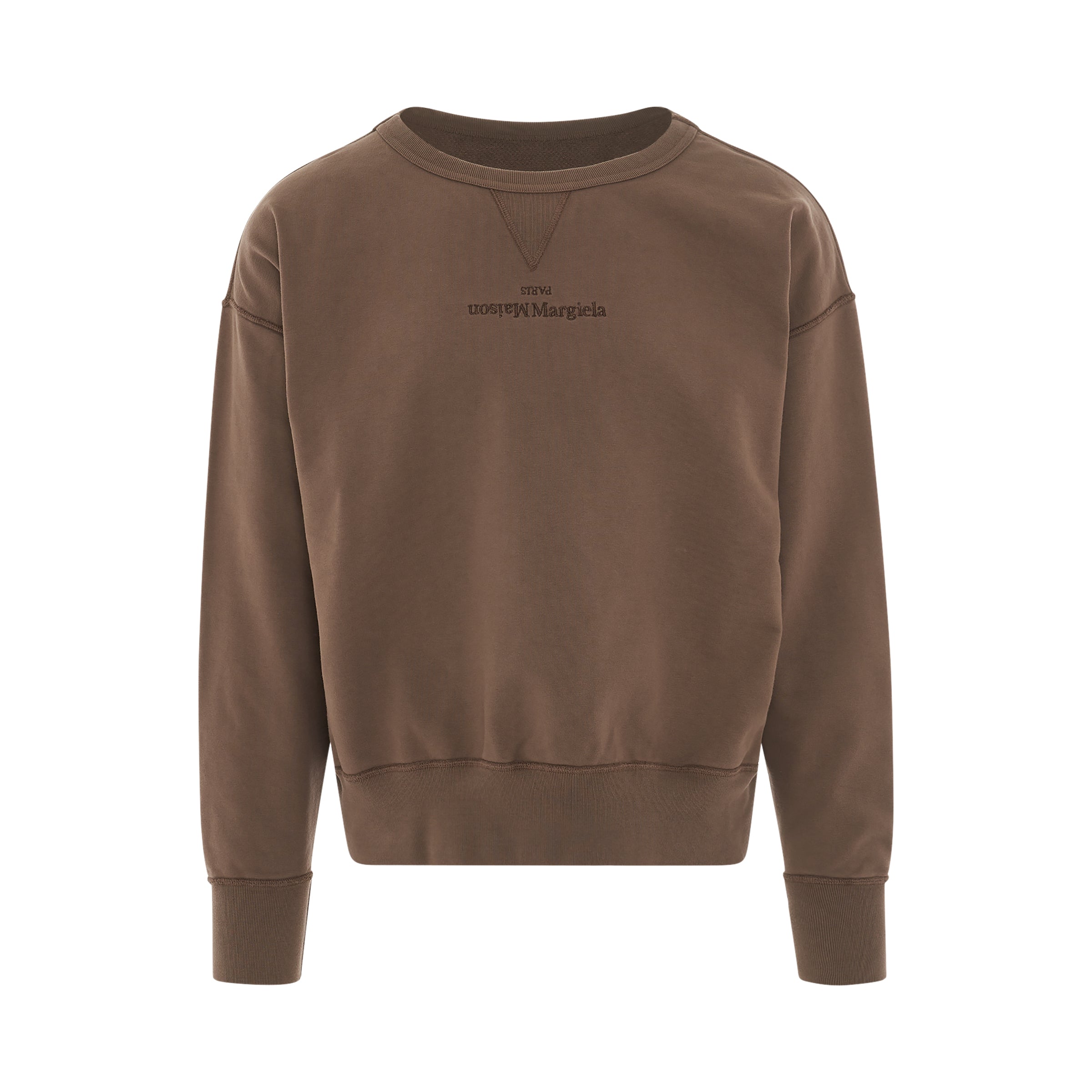 Upside Down Logo Sweatshirt in Military Olive