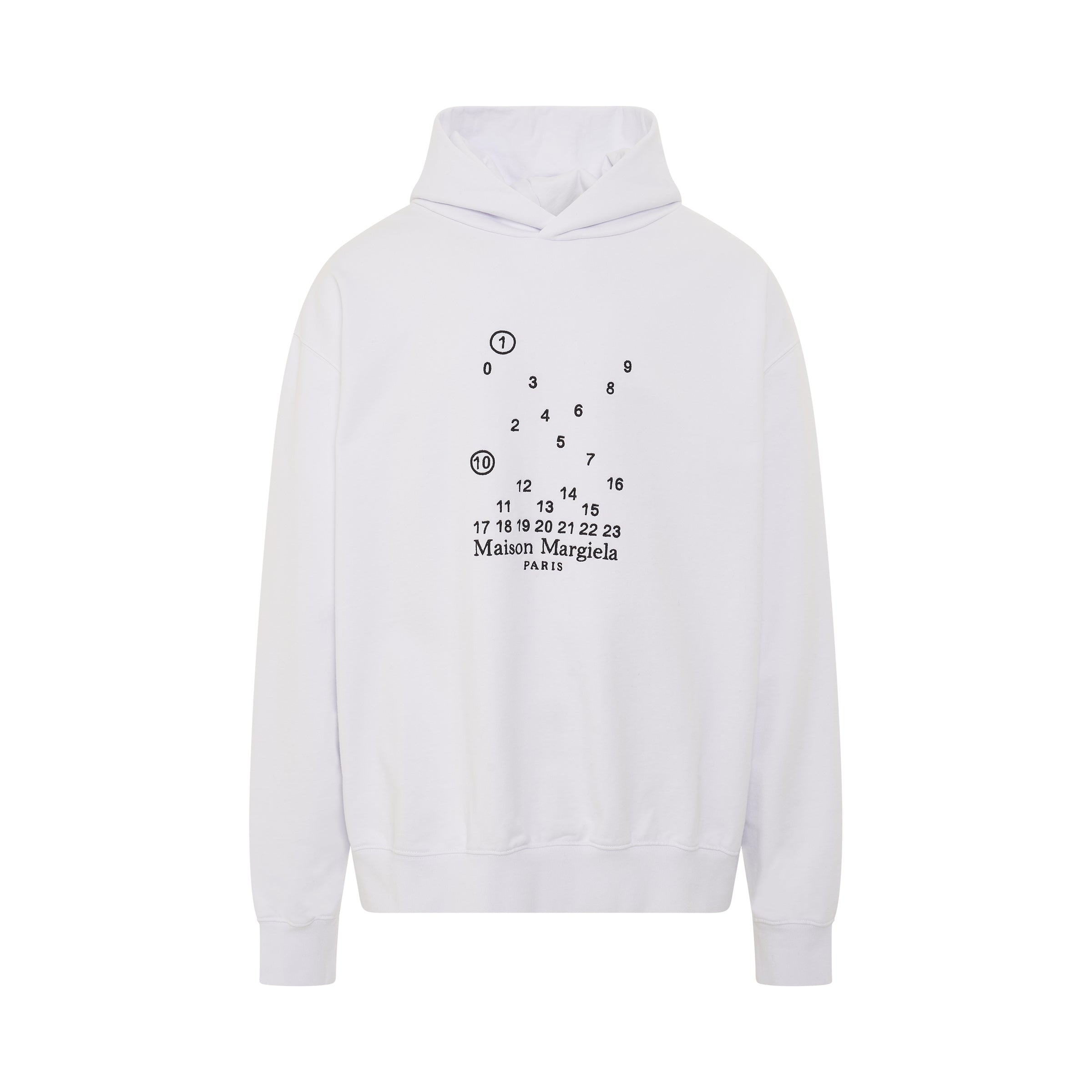 Scattered Numeric Logo Hoodie in White