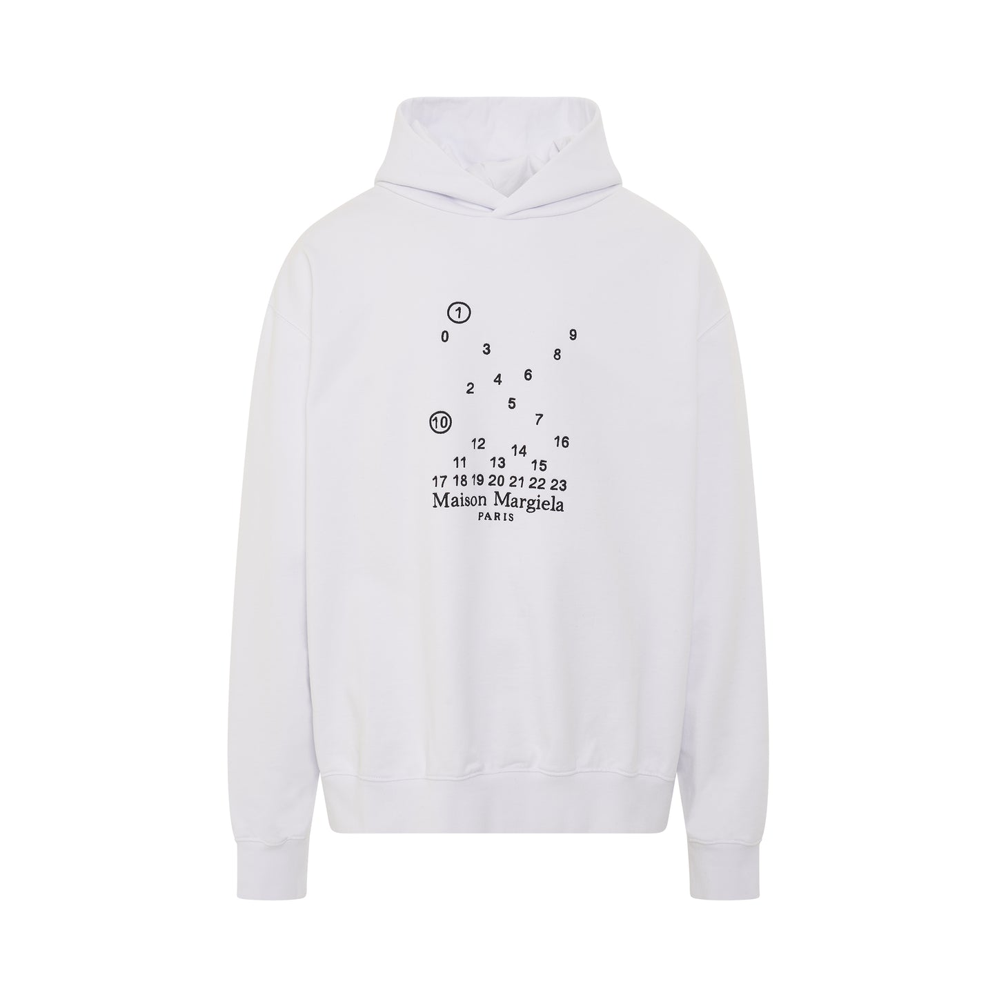 Scattered Numeric Logo Hoodie in White