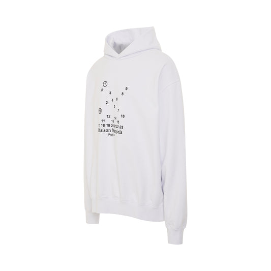 Scattered Numeric Logo Hoodie in White