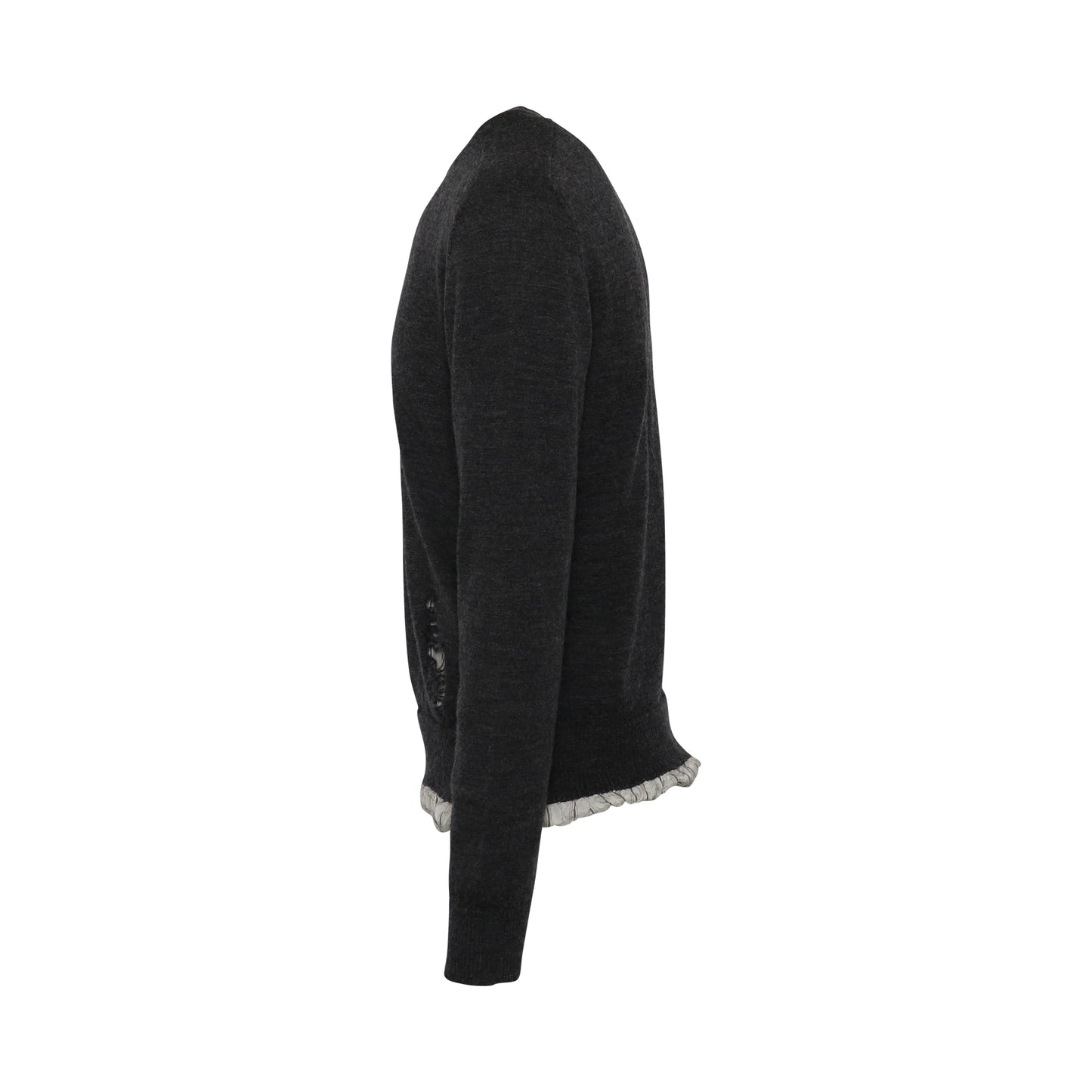 Distressed Knit Layered Sweater in Dark Grey