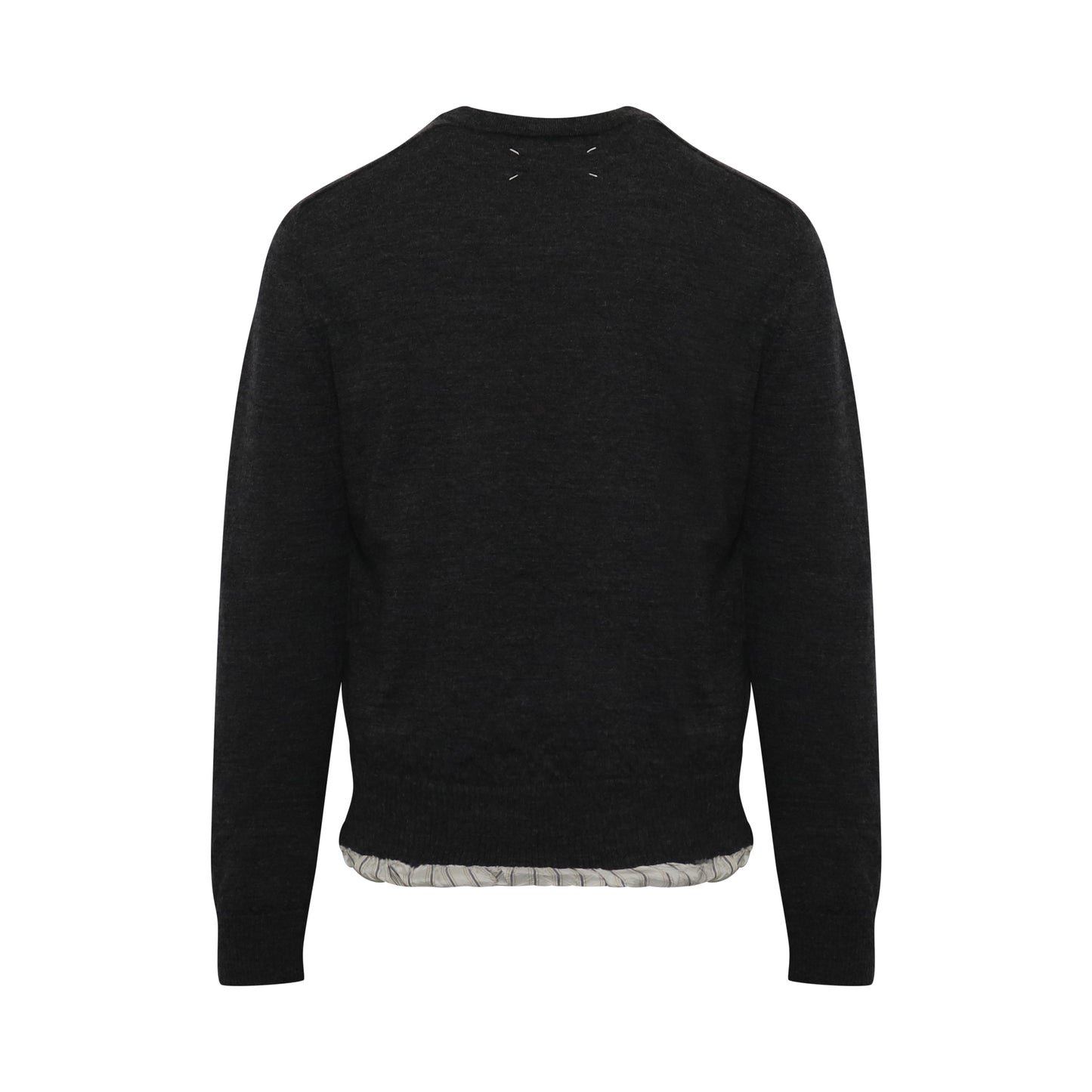 Distressed Knit Layered Sweater in Dark Grey