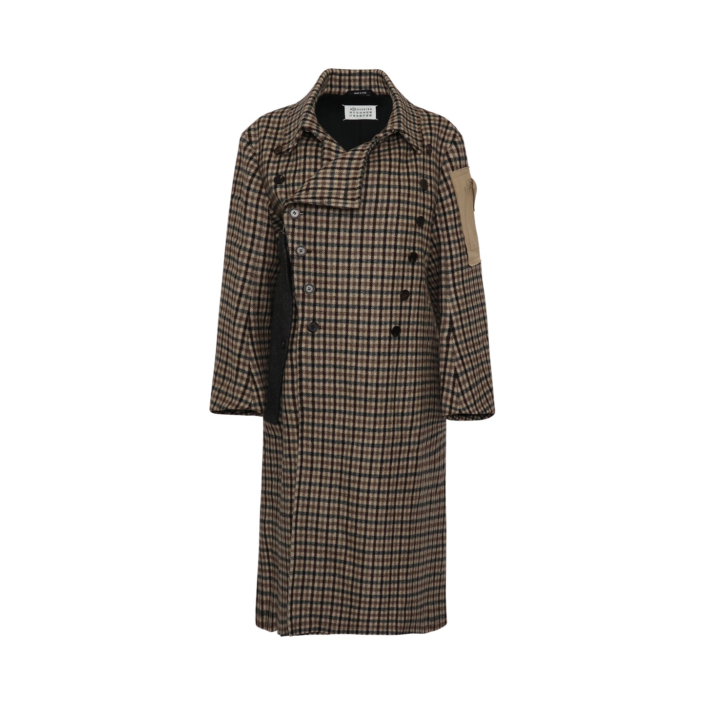 Check Wool Coat in Green