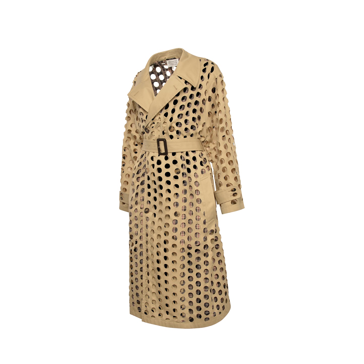 Cutout Holes Trench Coat in Beige