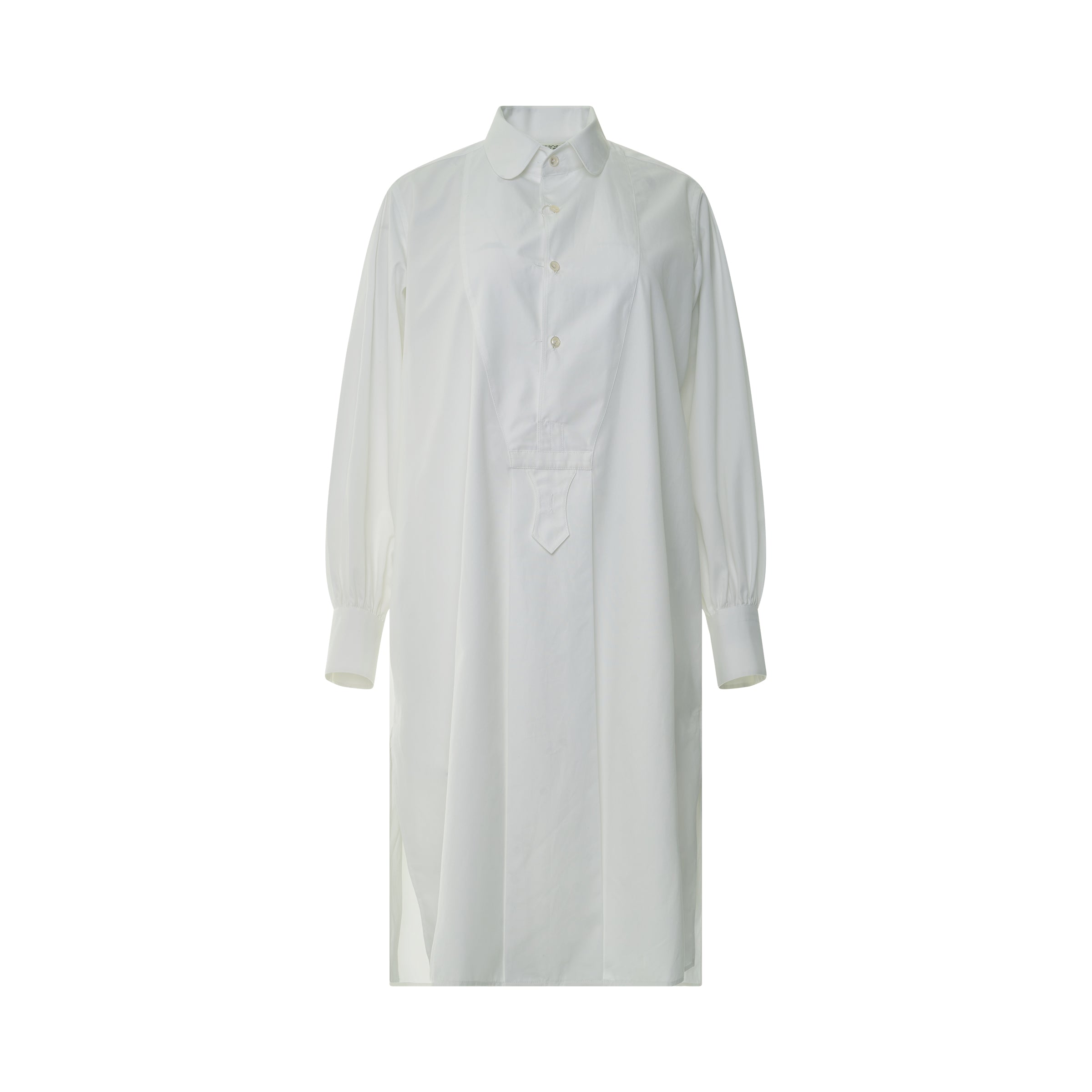 Classic Long Sleeve Shirt Dress in White